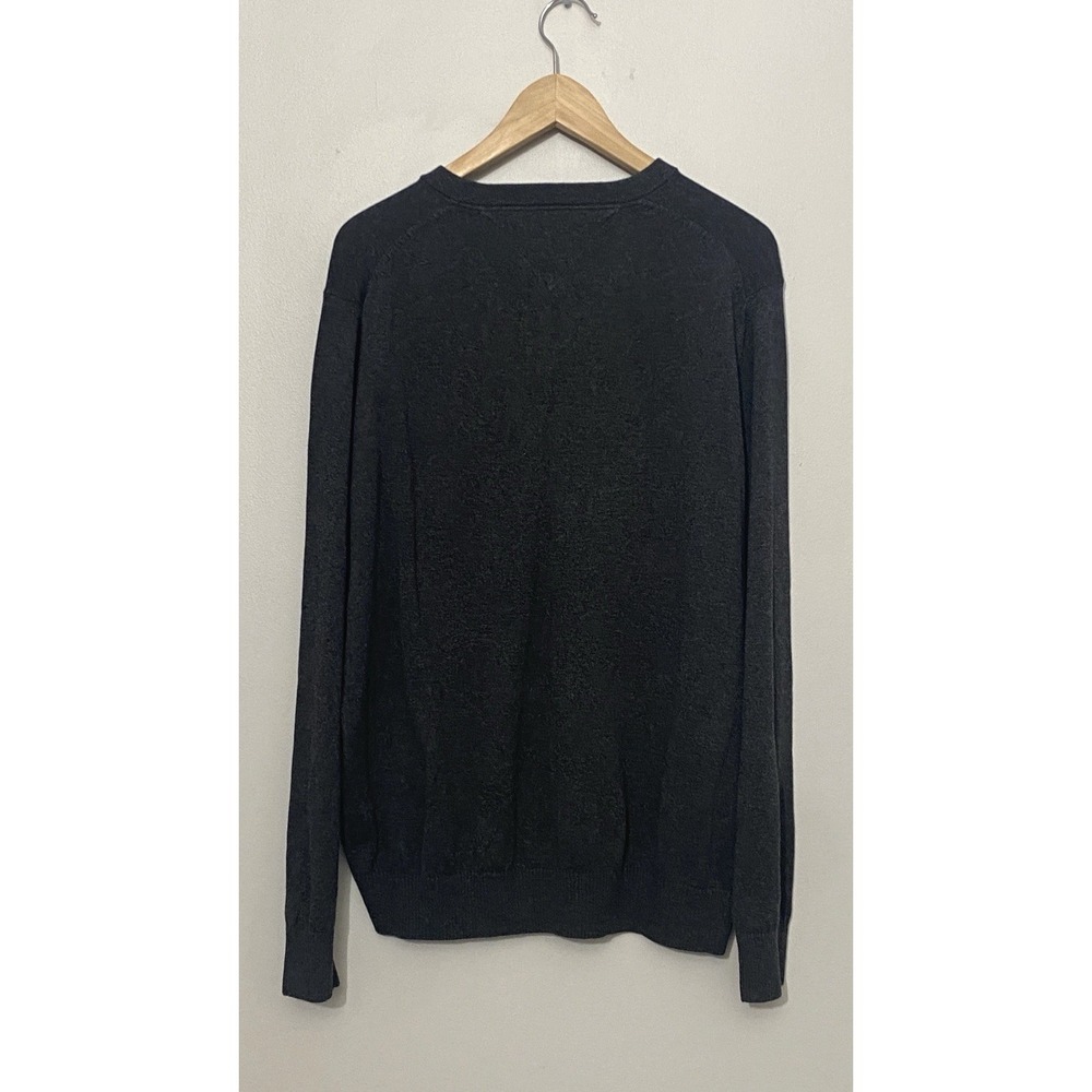 NWT Tommy Hilfiger Mens V-Neck Sweater XL Charcoal 100% Cotton Classic Preppy - Picture 2 of 6